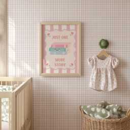 Just One More Story Print, Pastel Girls Room Decor, Nursery Playroom Wall Art - thumbnail 3