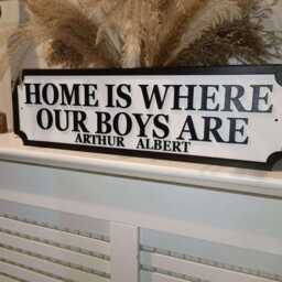 Freestanding Home Is Where My Boys Are - Personalised Street Sign 3D Look Mdf Wall Decor Gift Upto 12 Names Laser Cut Home - thumbnail 2