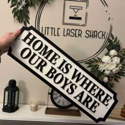 Freestanding Home Is Where My Boys Are - Personalised Street Sign 3D Look Mdf Wall Decor Gift Upto 12 Names Laser Cut Home - thumbnail 3