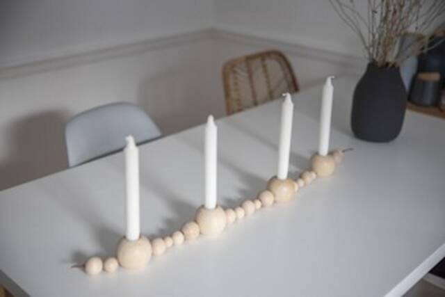 Diy Wooden Bead Wreath Kit, Complete Candlestick Set, Advent - image 1