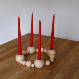 Diy Wooden Bead Wreath Kit, Complete Candlestick Set, Advent - thumbnail 3