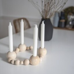 Diy Wooden Bead Wreath Kit, Complete Candlestick Set, Advent - thumbnail 2