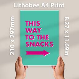 This Way To Snacks Typography Wall Art Print Kitchen Decor Humorous Quote Poster Framed Or Unframed Gift For Food Lovers & Snack Enthusiasts - thumbnail 2