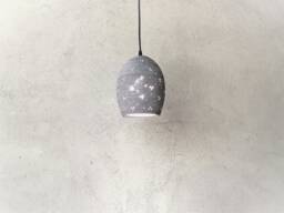 Handmade Gray Ceramic Pendant Light Carved Egg-Shaped Hanging Lamp
