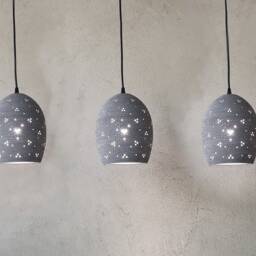 Handmade Gray Ceramic Pendant Light Carved Egg-Shaped Hanging Lamp - thumbnail 4