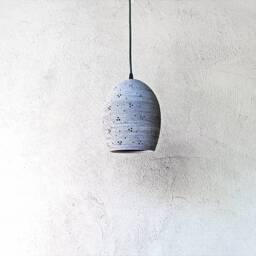 Handmade Gray Ceramic Pendant Light Carved Egg-Shaped Hanging Lamp - thumbnail 2
