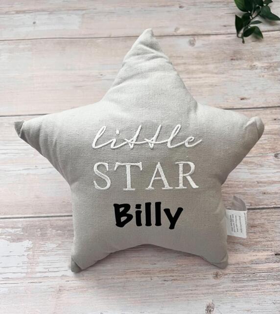 New Baby Gift - Little Star Shaped Personalised Cushion Nursery Decor Pillows Gifts For Newborn Shower - image 1