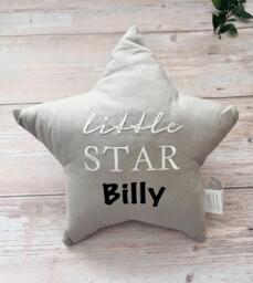 New Baby Gift - Little Star Shaped Personalised Cushion Nursery Decor Pillows Gifts For Newborn Shower - thumbnail 1