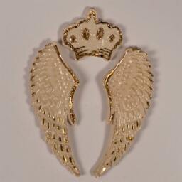 Ceramic Angel Wings Wall Art - Gold Accent Frame - 24x24 cm - thumbnail 3