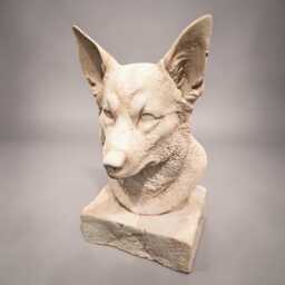 Hand-Cast Concrete Pembroke Welsh Corgi Bust - Stone Dog Sculpture, Mantlepiece Ornament - thumbnail 1