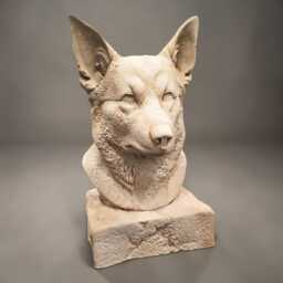 Hand-Cast Concrete Pembroke Welsh Corgi Bust - Stone Dog Sculpture, Mantlepiece Ornament - thumbnail 3