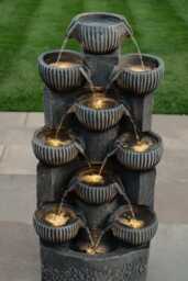 Sparkling Bowls Water Feature Cascading Garden Light Up Led Outdoor Decor Gift - thumbnail 1