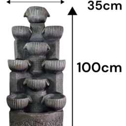 Sparkling Bowls Water Feature Cascading Garden Light Up Led Outdoor Decor Gift - thumbnail 2