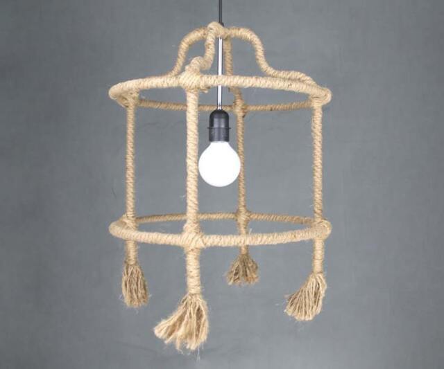 Natural Hemp Rope Pendant Light - Rustic Bar Lighting - image 1
