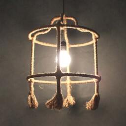 Natural Hemp Rope Pendant Light - Rustic Bar Lighting - thumbnail 2