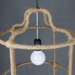 Natural Hemp Rope Pendant Light - Rustic Bar Lighting - thumbnail 3