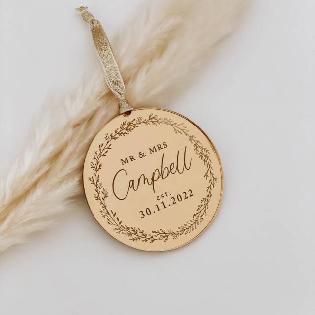 First Christmas As Mr & Mrs, & Mr, Mrs Rose Gold, Silver Christmas Tree Decoration Ornament, Secret Santa Gift Idea - image 1