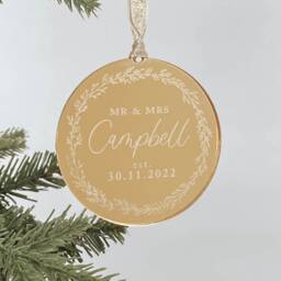 First Christmas As Mr & Mrs, & Mr, Mrs Rose Gold, Silver Christmas Tree Decoration Ornament, Secret Santa Gift Idea - thumbnail 2