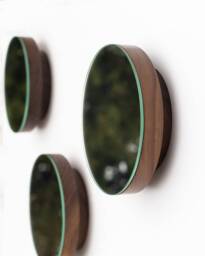 Walnut Round Wall Mirror With Coat Hooks Entryway Decor