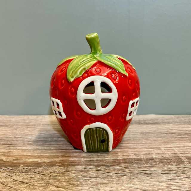 Ceramic Tealight Strawberry House Candle Holder Village Quirky Home D??cor - image 1