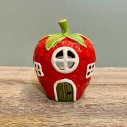 Ceramic Tealight Strawberry House Candle Holder Village Quirky Home D??cor - thumbnail 2