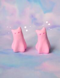 Pink Ghost Cat Figurine Kawaii Halloween Desk Decor - thumbnail 1