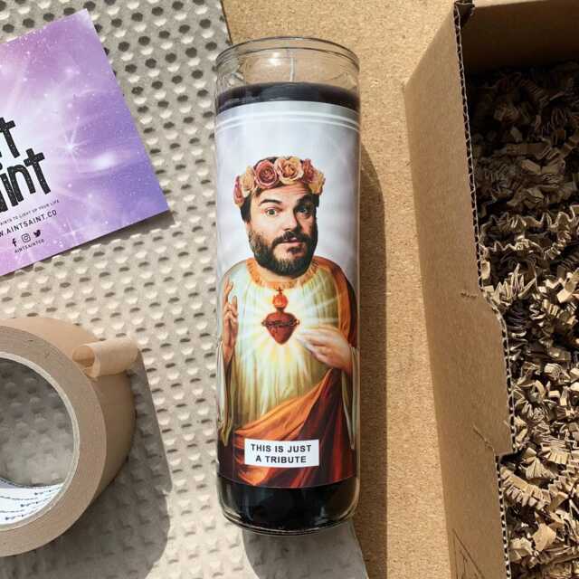 Saint Jack Black Prayer Candle Scented Vegan Soy Wax - Handmade - image 1