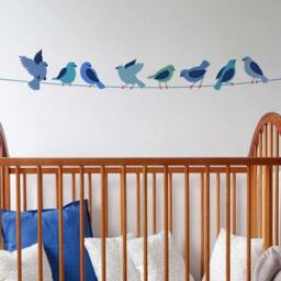 Cute Birds On A Wire Wall Art Stencil - Reusable Stencils For Creative Twist To Nursery Quicker & Easier Than Decals