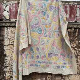 Hand Embroidered Suzani Throw - Multicolor Bohemian Textile - thumbnail 3