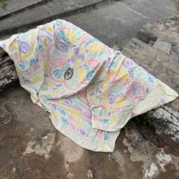 Hand Embroidered Suzani Throw - Multicolor Bohemian Textile - thumbnail 1