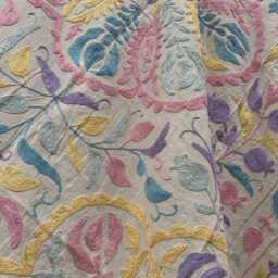 Hand Embroidered Suzani Throw - Multicolor Bohemian Textile - thumbnail 4