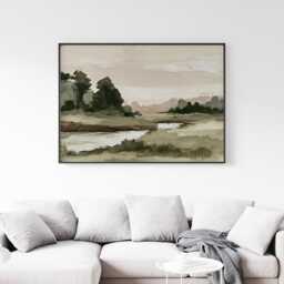Green Landscape Poster, Abstract Nature Print, Minimalist Wall Art, Paper - thumbnail 3