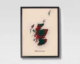 Clan Middleton Scottish Tartan Map - Of Scotland Family Wall Decor, Ready To Hang - thumbnail 1