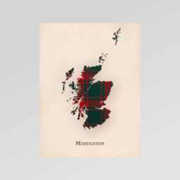 Clan Middleton Scottish Tartan Map - Of Scotland Family Wall Decor, Ready To Hang - thumbnail 2