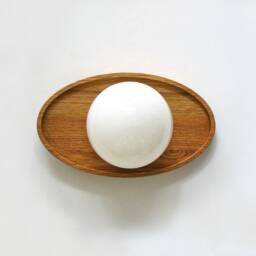 Minimal Oak & White Glass Globe Ellipse Wall Sconce Light Vanity Lighting Entry Wood Lamp Bathroom Kitchen - thumbnail 2