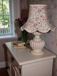 Traditional Pink Floral Lampshade With Cream Braid Handmade For Ceiling Lights, Table & Floor Standard Lamp Shades, Wall Lights - thumbnail 1