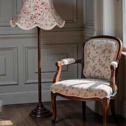 Traditional Pink Floral Lampshade With Cream Braid Handmade For Ceiling Lights, Table & Floor Standard Lamp Shades, Wall Lights - thumbnail 3