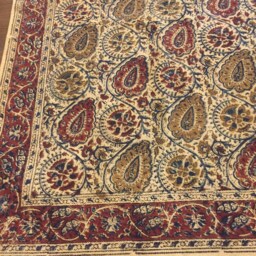 Handmade Cotton Rug Indian Kalamkari Block Print - 150 X 90 cms - thumbnail 3