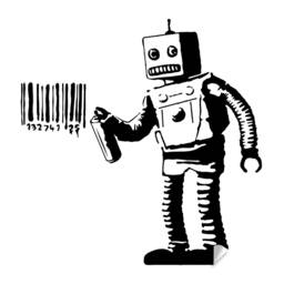 Banksy Barcode Robot Wall Vinyl Sticker - Street Art Graffiti Machine Decal Boys Room Decor Mural Die Cut Print Stickers Decals - thumbnail 2
