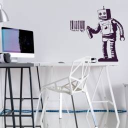 Banksy Barcode Robot Wall Vinyl Sticker - Street Art Graffiti Machine Decal Boys Room Decor Mural Die Cut Print Stickers Decals - thumbnail 1