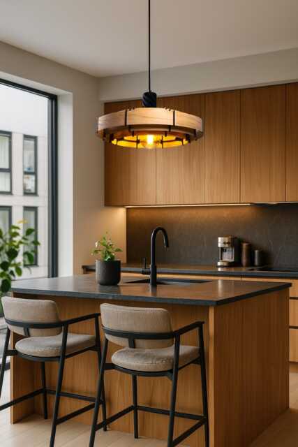 Wood Pendant Light, Mid Century Modern, Handmade Lamp, Ceiling Chandelier Lighting, Scandinavian Pendant Lamp, Lamp Shade, Arte, Creal - image 1