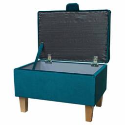Handmade Teal Velvet Storage Ottoman - Upholstered Pouffe Footstool Bespoke British Made - thumbnail 2