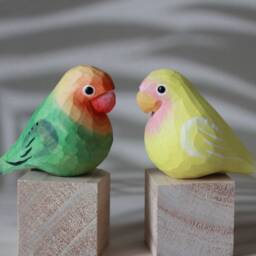Handmade Basswood Parrot Bird Sculpture Unique Desk Decor, Wooden Handcraft Animal Artware Carving - thumbnail 1