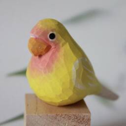 Handmade Basswood Parrot Bird Sculpture Unique Desk Decor, Wooden Handcraft Animal Artware Carving - thumbnail 3