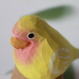 Handmade Basswood Parrot Bird Sculpture Unique Desk Decor, Wooden Handcraft Animal Artware Carving - thumbnail 4