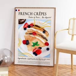 French Crepes Poster, Kitchen Cafe Decor, Food Art Print - thumbnail 3
