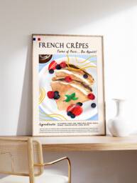 French Crepes Poster, Kitchen Cafe Decor, Food Art Print - thumbnail 1