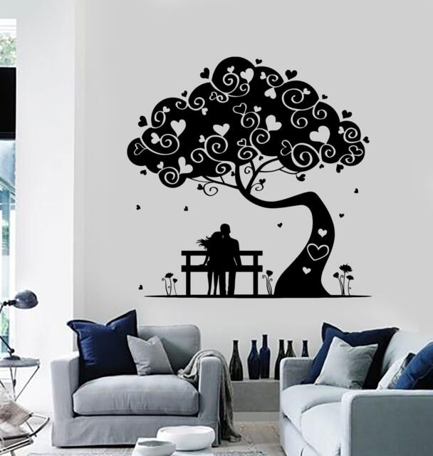 Wall Decal Magic Tree Love Romantic Hearts Vinyl Sticker Mural Art 1447Dz - image 1