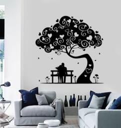 Wall Decal Magic Tree Love Romantic Hearts Vinyl Sticker Mural Art 1447Dz - thumbnail 1