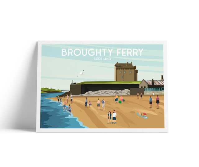 Broughty Ferry Scotland Travel Poster Beach & Castle Wall Art - image 1